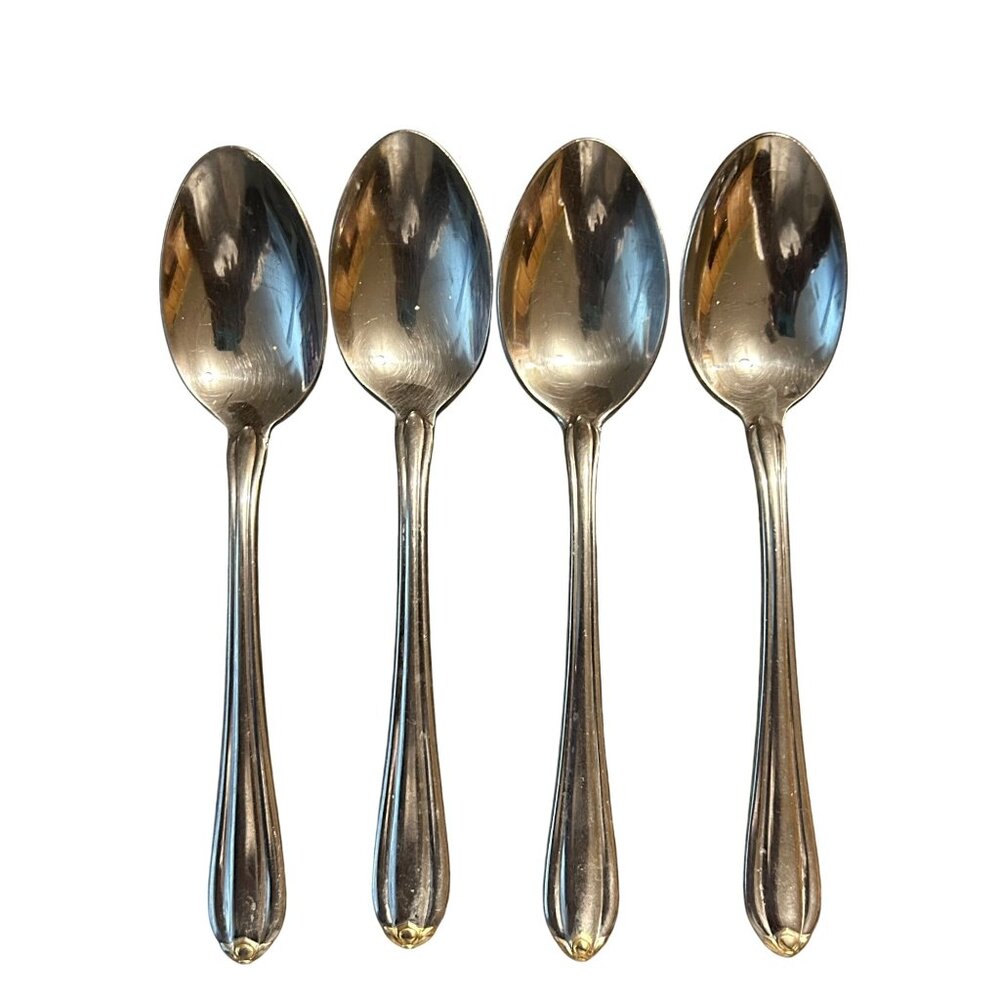 Gorham Silver Golden Melon Bud Tablespoons Stainless With Gold Accents Set Of 4